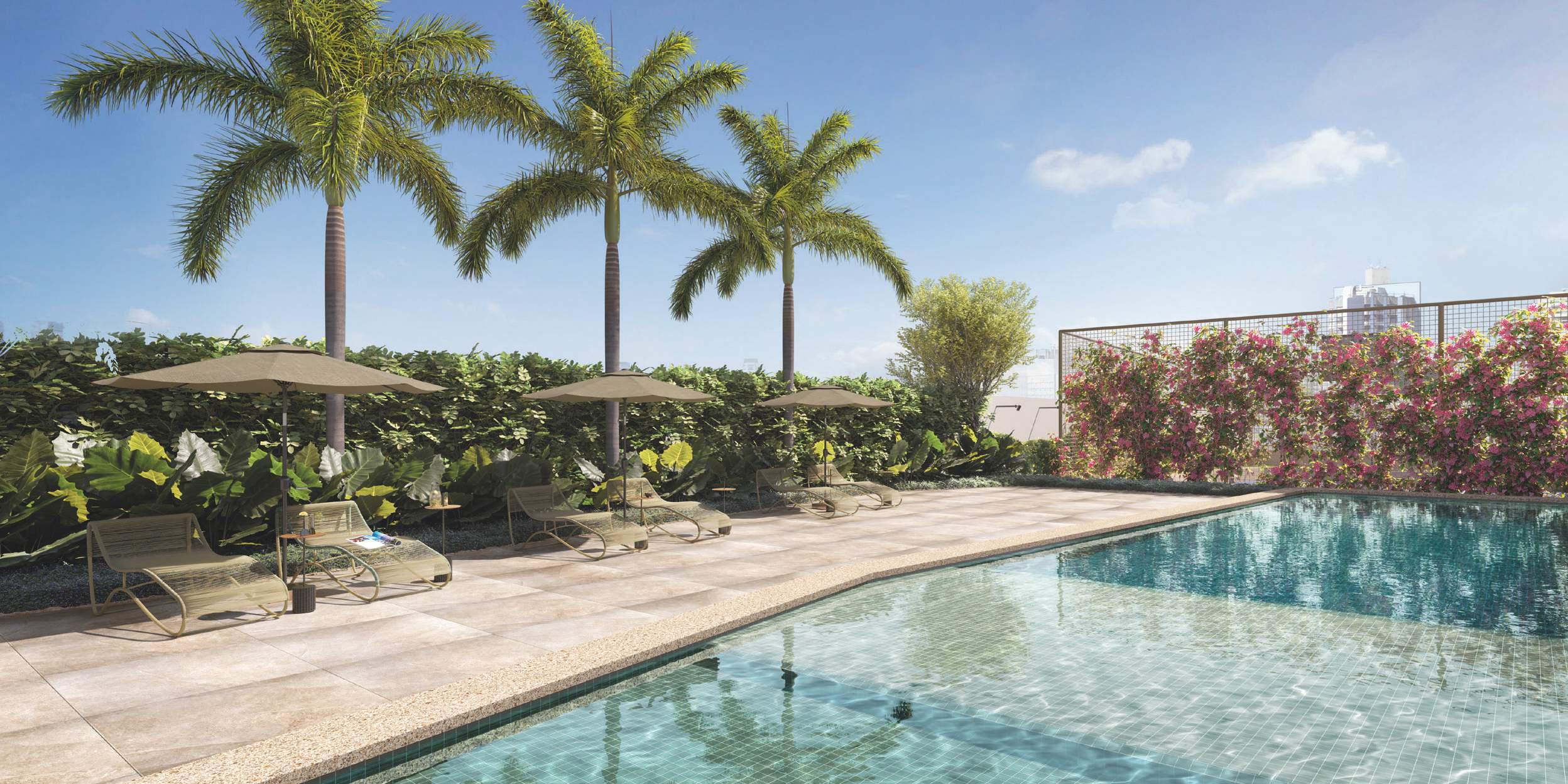 <p>Piscinas adulto e infantil, Solarium e Deck molhado</p>
